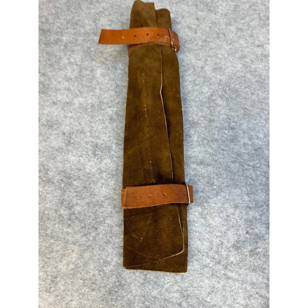 Damascus Steel Cleaver Knife with Brown Suede Leather Roll Up Storage Bag Set